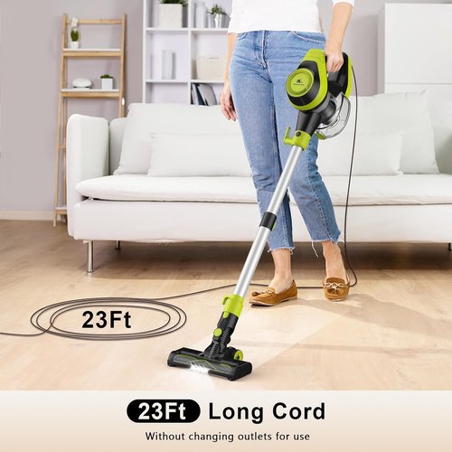 Intercleaner Corded Vacuum Cleaner - 23Ft Reach, Powerful Suction, Adjustable 19''-30'' Tube | Ideal for Hard Floors & Carpets