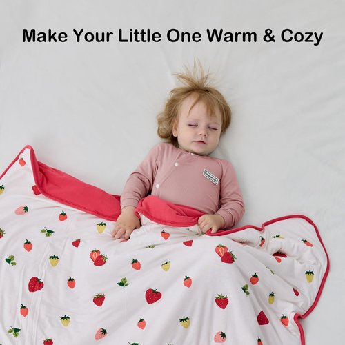 BubblePanda Rayon Made from Bamboo Baby Blanket for Boys Girls Neutral Soft Crib Blanket Toddler Quilt Comforter Newborn Nursery 30 x 40 Inch Strawberry