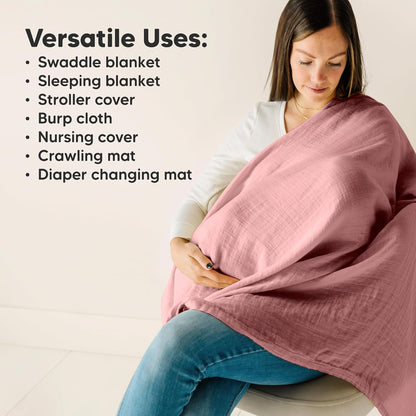 Skiennix 4-Pack Organic Muslin Swaddle Blankets - Soft & Breathable Newborn Essentials in Coral