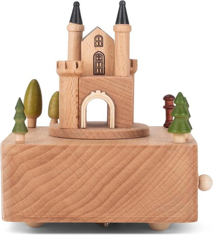 Cottage Garden | Castle Car Woodgrain 6-Inch Beech Wind-Up Musical Figurine - Charming Gift Idea