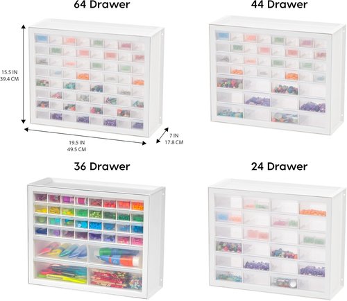 IRIS USA 44-Drawer Storage Cabinet - Stackable Organizer for Screws, Nuts, Bolts & Crafts | White
