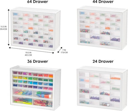 IRIS USA 44-Drawer Storage Cabinet - Stackable Organizer for Screws, Nuts, Bolts & Crafts | White