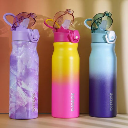 BJPKPK 25oz Insulated Water Bottle - Stainless Steel Thermal Flask with Straw & Leak Proof Design | Rainbow