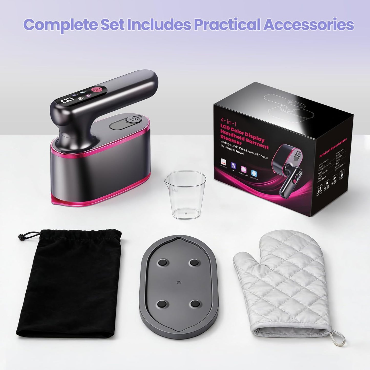 Skiennix Portable Handheld Travel Steamer - 2-in-1 Iron & Steamer with LCD Display, 1200W Fast Heat-Up, 180ml Tank