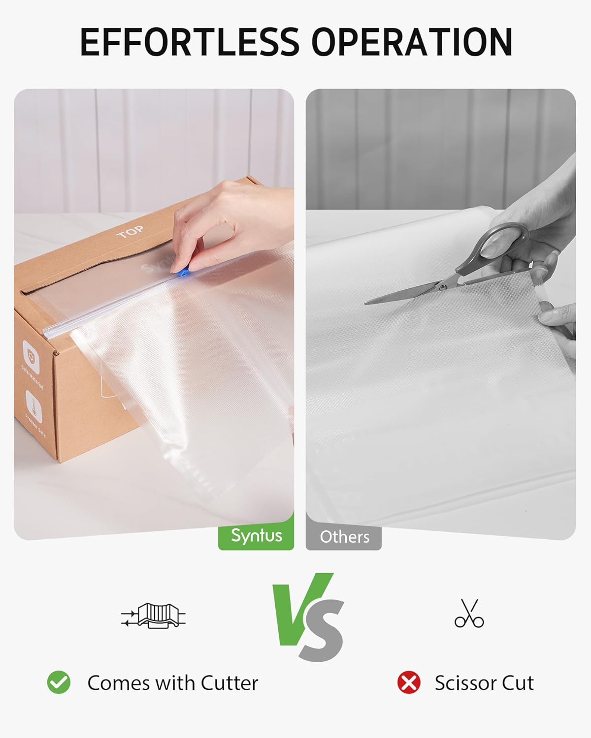 Syntus Vacuum Sealer Bags Roll - 11" x 150' Heavy-Duty BPA-Free Food Storage with Cutter