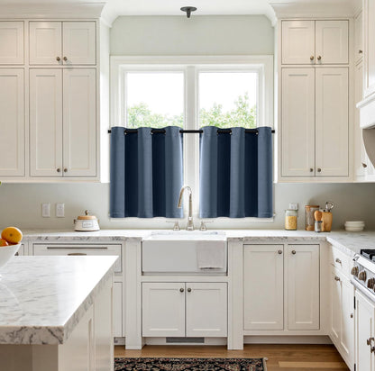 MIULEE Short Curtains - Stone Blue Blackout Thermal Insulated Drapes | 2 Panels, W40 x L36 Inch