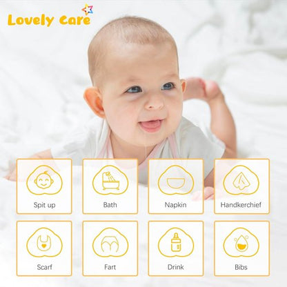 Lovely Care Muslin Burp Cloths - 12 Pack of Extra Soft, Absorbent 100% Cotton Cloths | Large 20''x10'' - White