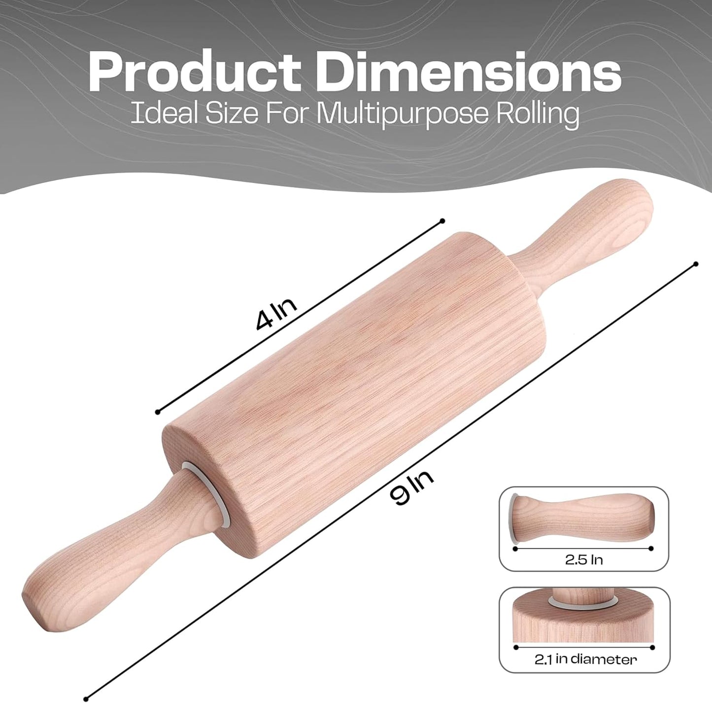 Skiennix 9-Inch Wooden Rolling Pin for Kids - Ideal for Baking, Play Dough, and Arts & Crafts