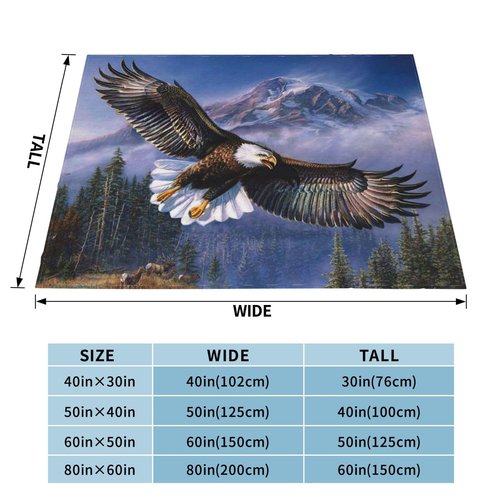 Bald Eagle Blanket American Eagle Decor Throw Blanket Bald Eagle Blanket Gifts for Men Super Warm Soft Plush Lightweight Fleece Flannel Blanket Winter Couch Bedding Blanket for Kids Adults 80"X60"