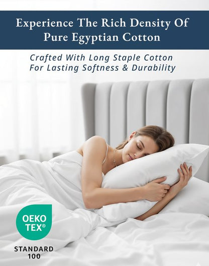 100% Egyptian Cotton Sheets Queen Size - Naturally Cooling & Breathable 4 Piece Silky Sateen Weave Queen Sheet Set, Ultra-Soft & Durable Hotel Luxury Sheets with 15" Snug Fit Deep Pockets - White