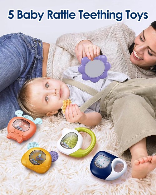 Dearlomum Baby Play Mat - Fun Piano Tummy Time Activity Gym with 5 Sensory Toys | Blue for Newborns 0-12 Months