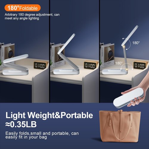 Giryuhd LED Desk Lamp - Rechargeable & Portable Light | 3 Brightness Levels for Home & Office (White)