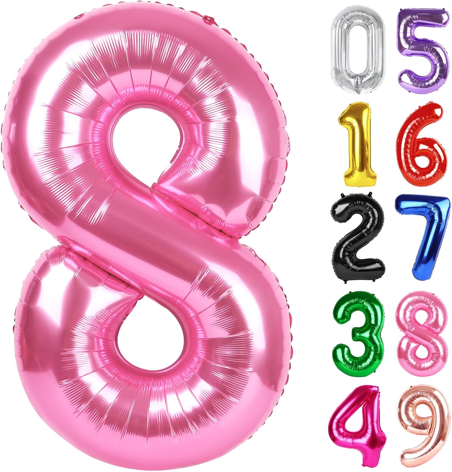 Pink Number 8 Balloon - 40 Inch Giant Foil Balloon for 8th Birthday Party Decorations