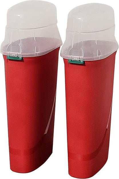 HOMZ Gift Wrap Storage Organizer - 2-Pack Vertical Bins in Red & Clear for Seasonal Holiday Wraps
