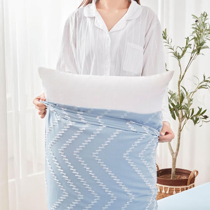 Tametra Boho Duvet Cover Queen - Ultra Soft Tufted Textured Design | Shabby Chic Embroidery, 90" x 90" (Blue)