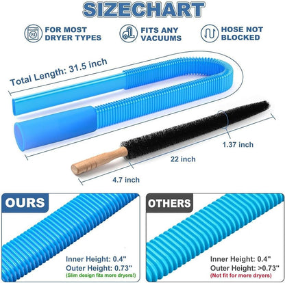 Skiennix Dryer Vent Cleaning Kit - Universal Lint Vacuum Attachment with Flexible Hose & Brush | Quick Lint Removal