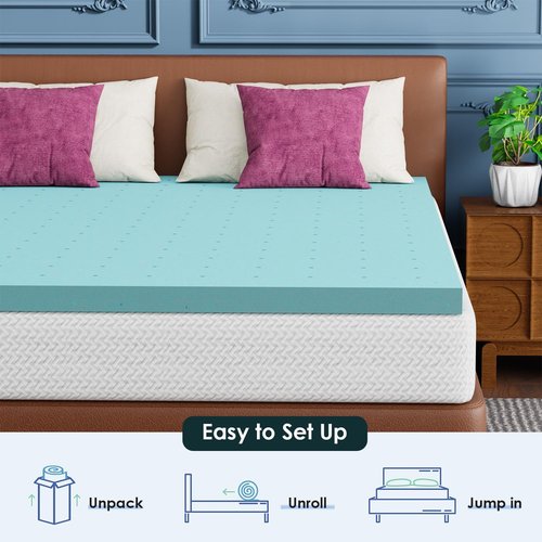 FDW 8" Queen Mattress - 2" Cooling Gel Memory Foam Topper | Medium Firm | White | Washable Cover for Cool Sleep & Pressure Relief | Bed in a Box, CertiPUR-US Certified