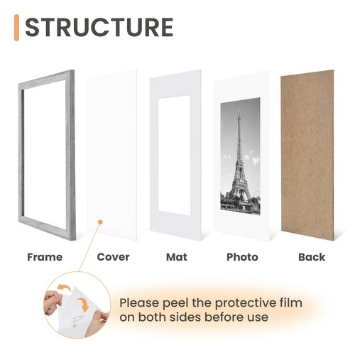 upsimples 8x10 Picture Frame Set of 5, Display Pictures 5x7 with Mat or 8 x 10 Without, Wall Gallery Photo Frames, Gray