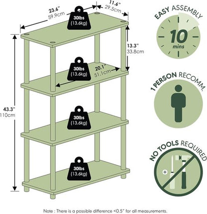 Furinno Turn-N-Tube 4-Tier Multipurpose Shelf Display Rack - Stylish Espresso/Black Finish