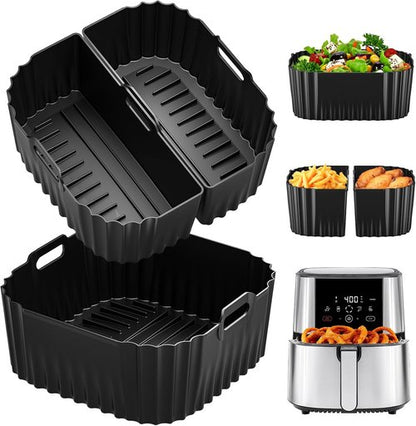 Chefman Air Fryer Silicone Liners - Reusable 3 Pack Baking Accessories for 8QT to 10QT Air Fryers