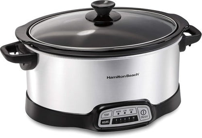 Hamilton Beach 7 Quart Programmable Slow Cooker - Flexible Programming & Dishwasher-Safe Design, Silver