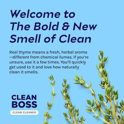 CleanBoss Botanical Disinfectant - Multi-Surface Cleaner - 128 oz | Kills 99.9% of Germs & Viruses - Fresh Thyme Scent - Pet Friendly