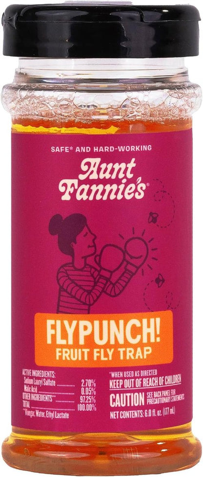 Aunt Fannie's FlyPunch Fruit Fly Trap - Plant-Based, Safe for Food, Lasts 30 Days | 1 Bottle