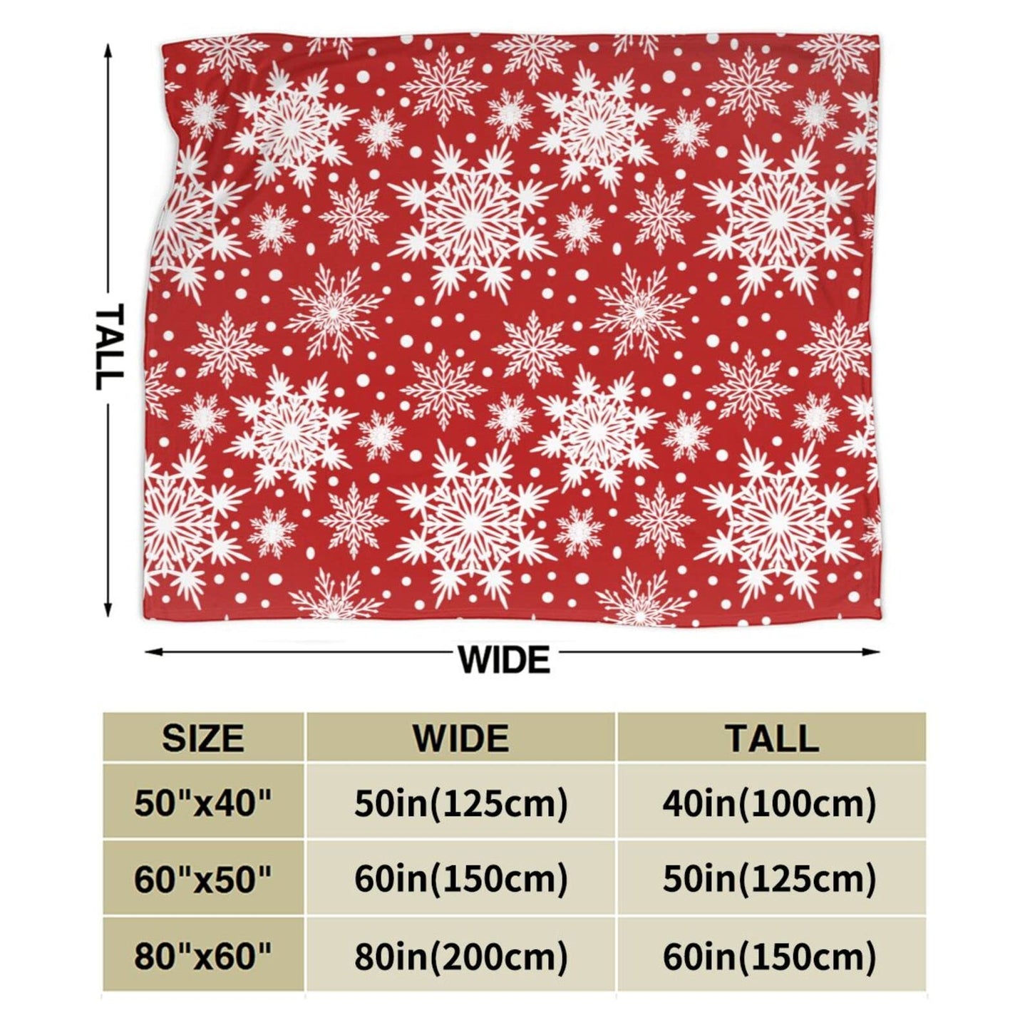 Perinsto Winter Snowflakes Red Throw Blanket Ultra Soft Warm All Season Christmas Decorative Fleece Blankets for Bed Chair Car Sofa Couch Bedroom 80"X60"