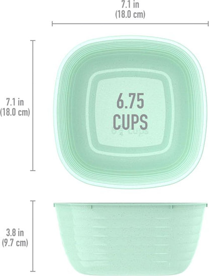 Bentgo Prep - Reusable 1-Compartment Meal Prep Bowls with Custom Fit Lids - 10 Bowls & Lids, Sage Leaf Glitter