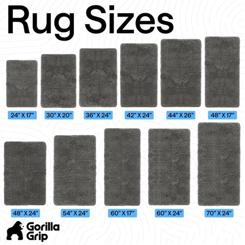 GORILLA GRIP Bath Rug Mat 42x24, Thick Soft Absorbent Chenille, Quick Dry Microfiber Mats, Rubber Backing Washable Shower Floor Rugs, Bathmat Runner, US Designed Bathroom Home Decor Charcoal
