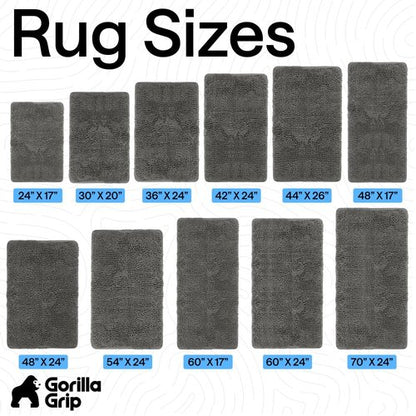 GORILLA GRIP Bath Rug Mat 42x24, Thick Soft Absorbent Chenille, Quick Dry Microfiber Mats, Rubber Backing Washable Shower Floor Rugs, Bathmat Runner, US Designed Bathroom Home Decor Charcoal