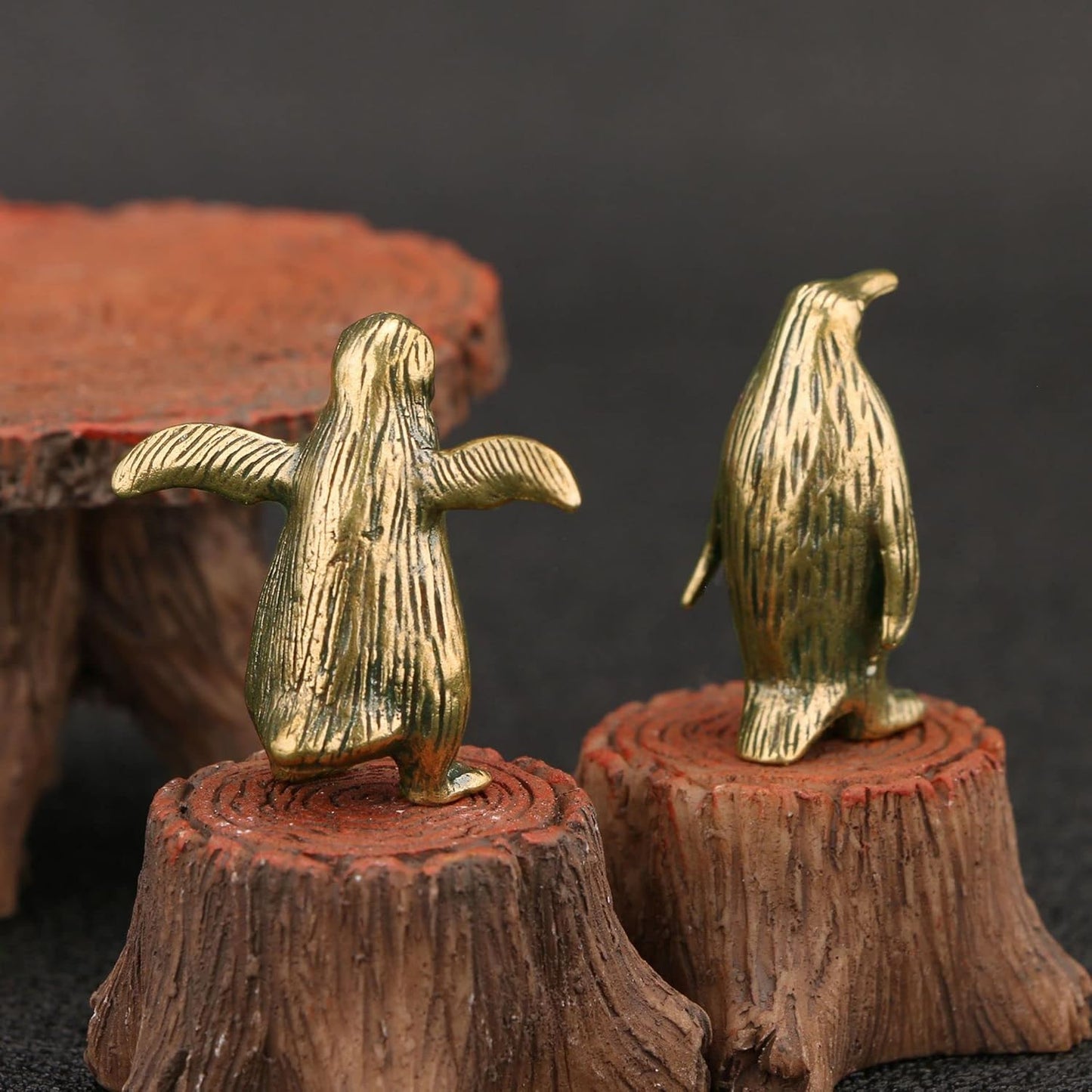 Skiennix Brass Penguin Statue - Charming Ocean-Inspired Décor | Set of 2 for Feng Shui Collection