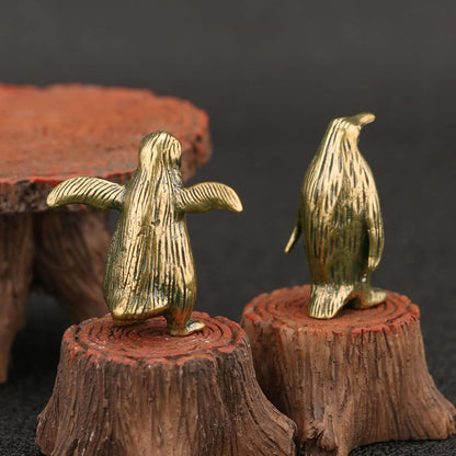Skiennix Brass Penguin Statue - Charming Ocean-Inspired Décor | Set of 2 for Feng Shui Collection