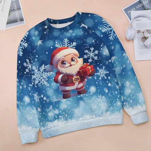 LOAIHA Christmas Sweatshirt - Women’s Long Sleeve Pullover with Tree & Snowman Graphic | Festive Winter Top