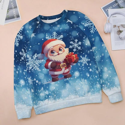 LOAIHA Christmas Sweatshirt - Women’s Long Sleeve Pullover with Tree & Snowman Graphic | Festive Winter Top