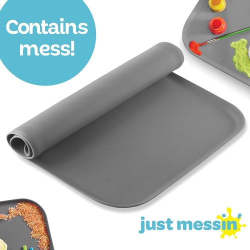 Just Messin’ Silicone Art Mat - Reusable Non-Slip Heat-Resistant Craft Mat with Raised Edges | 16"x26", Gray