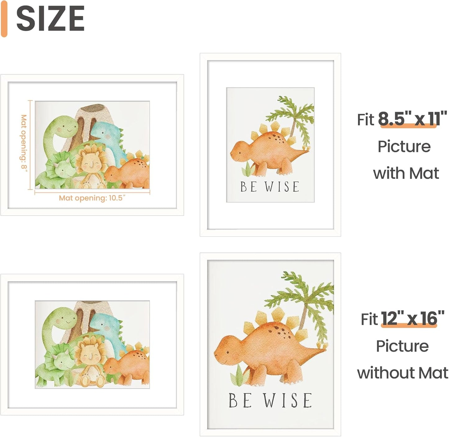 Upsimples 12x16 Picture Frame - Versatile Display for 8.5x11 Photos with Mat or 12x16 Without Mat | White, 1 Pack