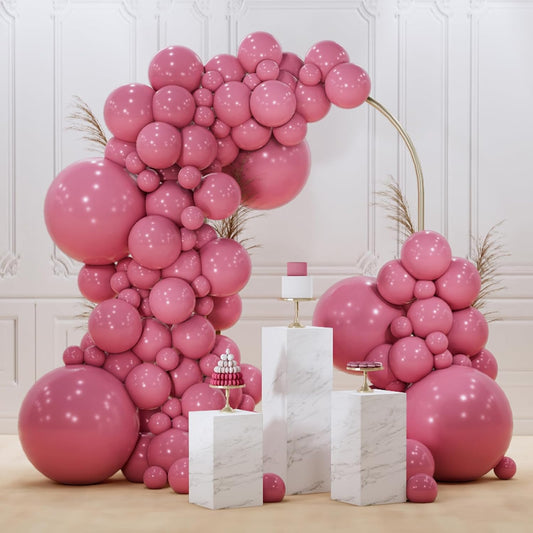 PartyWoo Mauve Balloon Set - 140pcs in Various Sizes for Baby Showers, Weddings & Birthdays | Dusty Pink Decor