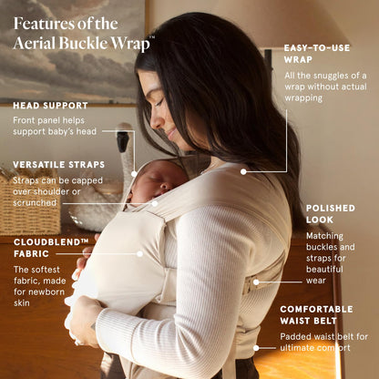 WildBird Newborn Baby Carrier - Aerial Buckle Wrap with Soft Fabric & Head Support | 0-6 Months, Sparrow
