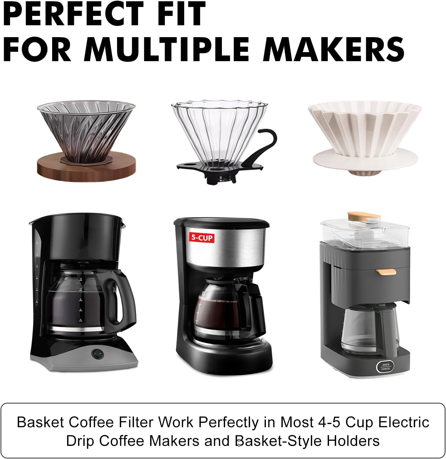 Skiennix 5 Cup Coffee Filters - 100 Count Unbleached Natural Paper for Pour Over Coffee Makers | Brown