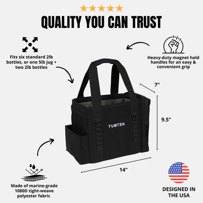 TUBTEK Hot Tub Chemical Bag (Black) | Hot Tub Storage For All Your Hot Tub Chemicals & Hot Tub Accessories | Holds All Major Chemical Brands and Essential Spa Accessories for Hot Tub