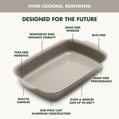 GreenPan Premiere Baking Pan - Healthy Ceramic Nonstick 13" x 9" | PFAS-Free, Durable & Oven Safe to 600°F