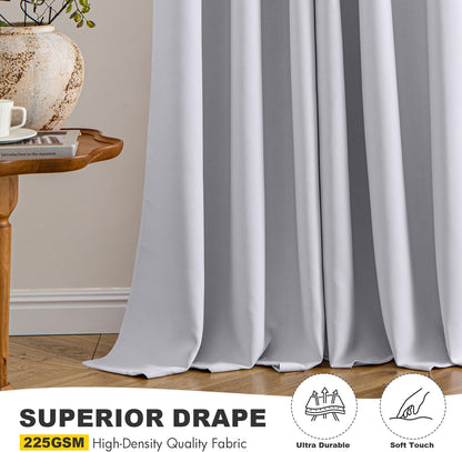 MIULEE Blackout Curtains - Thermal Insulated Room Darkening Drapes | 96-Inch Long, Greyish White, 2 Panels