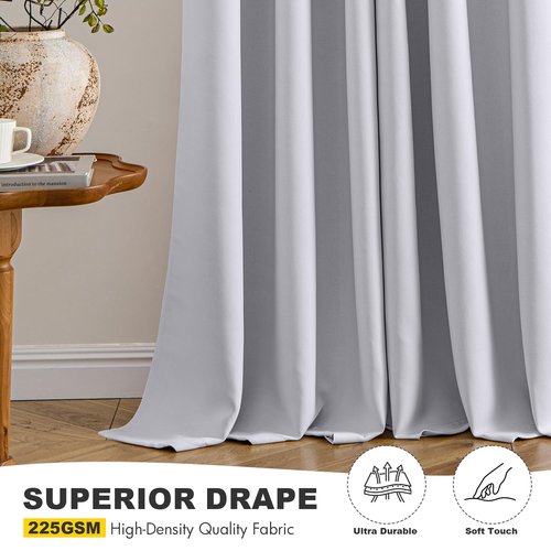 MIULEE Blackout Curtains for Bedroom Living Room 90 Inches Long 2 Panels, Thermal Insulated Room Darkening Drapes Solid Grommet Noise Reduction Light Blocking Window Curtains 40x90 Inch Greyish White