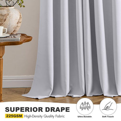 MIULEE Blackout Curtains for Bedroom Living Room 90 Inches Long 2 Panels, Thermal Insulated Room Darkening Drapes Solid Grommet Noise Reduction Light Blocking Window Curtains 40x90 Inch Greyish White