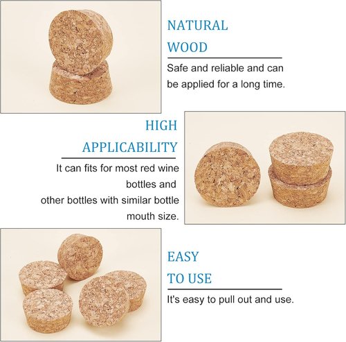 BENECREAT 16Pcs Wooden Cork Stoppers - 1.7" Diameter Tapered Wine Bottle Plugs for Beer, Crafts, DIY (BurlyWood, Softwood)