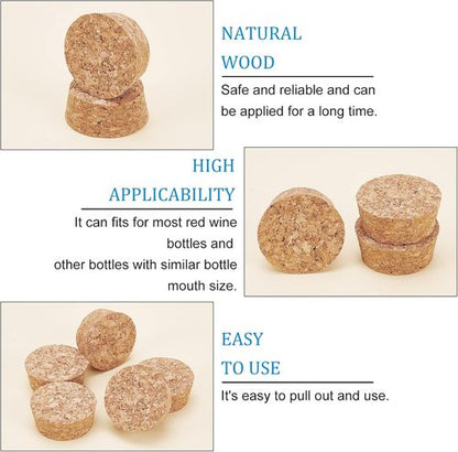BENECREAT 16Pcs Wooden Cork Stoppers - 1.7" Diameter Tapered Wine Bottle Plugs for Beer, Crafts, DIY (BurlyWood, Softwood)