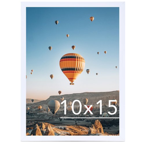 JCJMY 10x15 Picture Frame White for Wall Hanging, Wall Mounting Horizontally or Vertically, 10 x 15 Wall Gallery Poster Photo Frame with Shatter Resistant Plexiglass, White