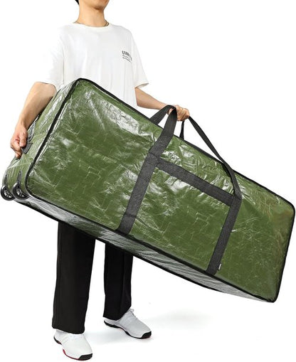 HOMEST Christmas Tree Storage Bag - Zippered, Reinforced Handles & Wheels for 4.5-7 ft Trees | Green