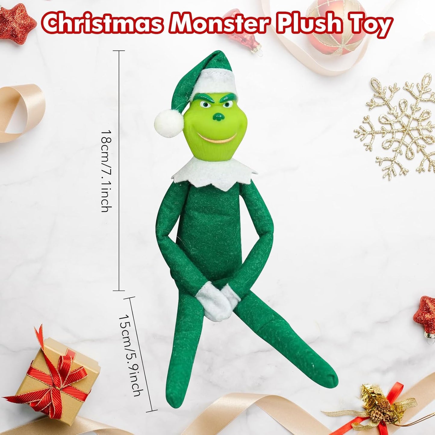 Skiennix Christmas Monster Plush Toy - Adorable Stuffed Doll for Kids & Holiday Decor | 12.6" Green